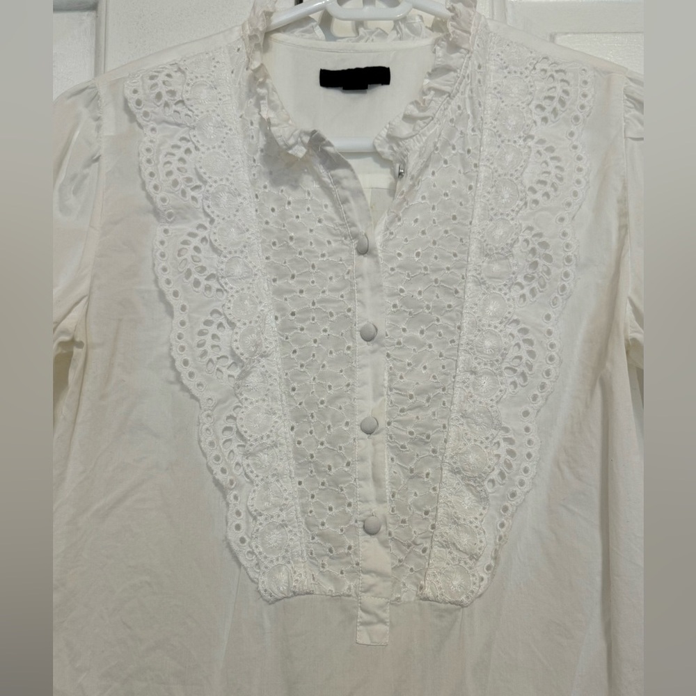 J.Crew Ruffle-neck Eyelet Top - Picture 7 of 8